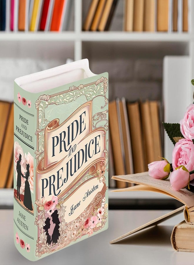 2IMT Ceramic Book Vase Pride and Prejudice Gifts for Book Lovers Women & Men - Jane Austen Gifts for Women Bookish Christmas Decor for Bookshelf - Bookworm Bookish Gift Cute Librarian Present for Readers - Image 4